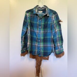 Boys handmade teen werewolf costume.  Comfy.  New Plaid shirt,  plush fur added